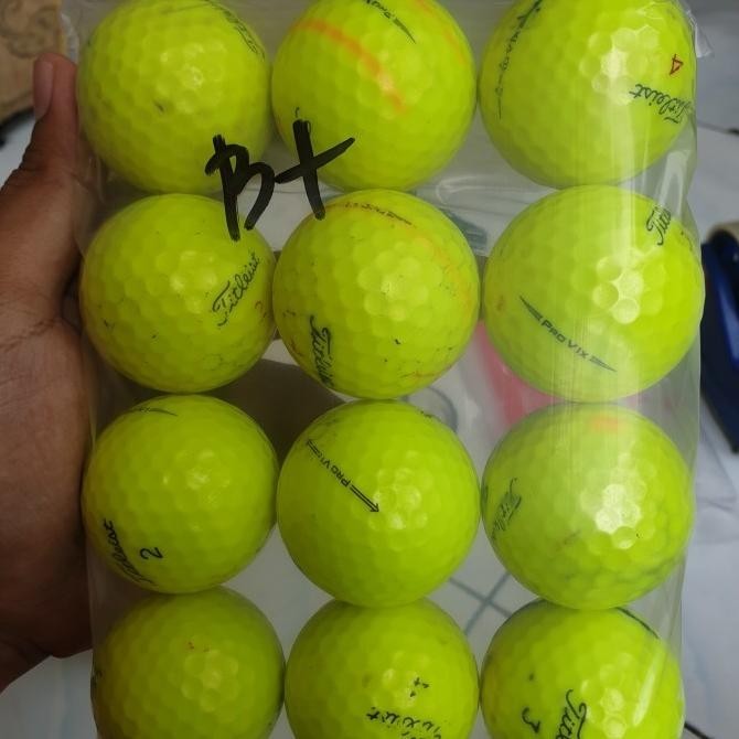 Golf Ball Titleist Pro V1 &amp; Pro V1X สีเหลืองเกรด B + คุณภาพ 12 Ball Pack