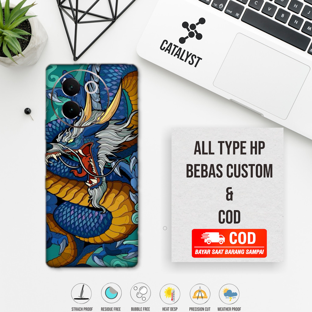 (ซื้อ 1 แถม 2) Garskin Skin vivo v30e Fullbody dragons Motif Y7Q - สามารถปรับแต่งได้ - เคสสติ๊กเกอร์