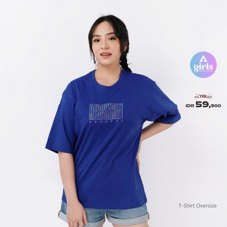 รีสต็อก !! เสื้อยืด โอเวอร์ไซซ์ พิมพ์ลาย Belinda Royal Blue Kaos 1C000