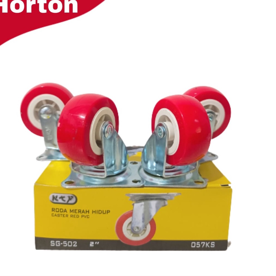 MERAH สั่งเลย 7o2Nc LIVE PVC CASTER WHEELS 50 MM SWIVEL 2 INCH RED