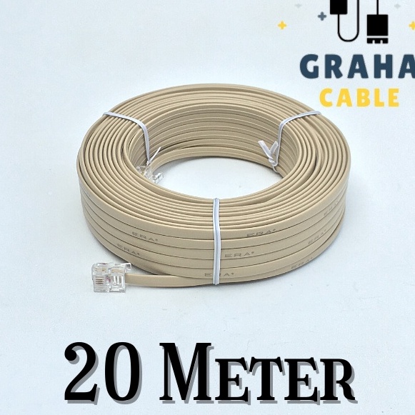 [R97➤> สายโทรศัพท์ - สายโทรศัพท์ + RJ11 Pin 20 เมตร♥..