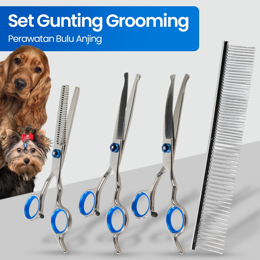 R3S Three South 5 In 1 Dog Hair Grooming Scis Set - Ts-5 - สีเงิน R3WS