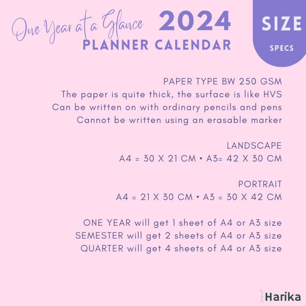 [ZZR] 2024 CALENDAR PLANNER | A4/A3 | ONE YEAR ที่ท้าทายใหม่ล่าสุด