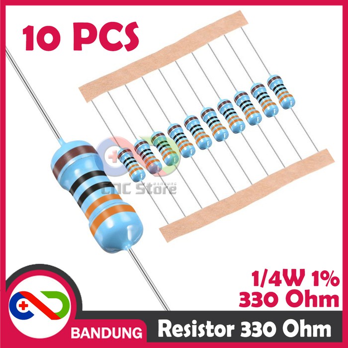10X RESISTOR 330 OHM 1/4W 1% ฟิล์มโลหะ