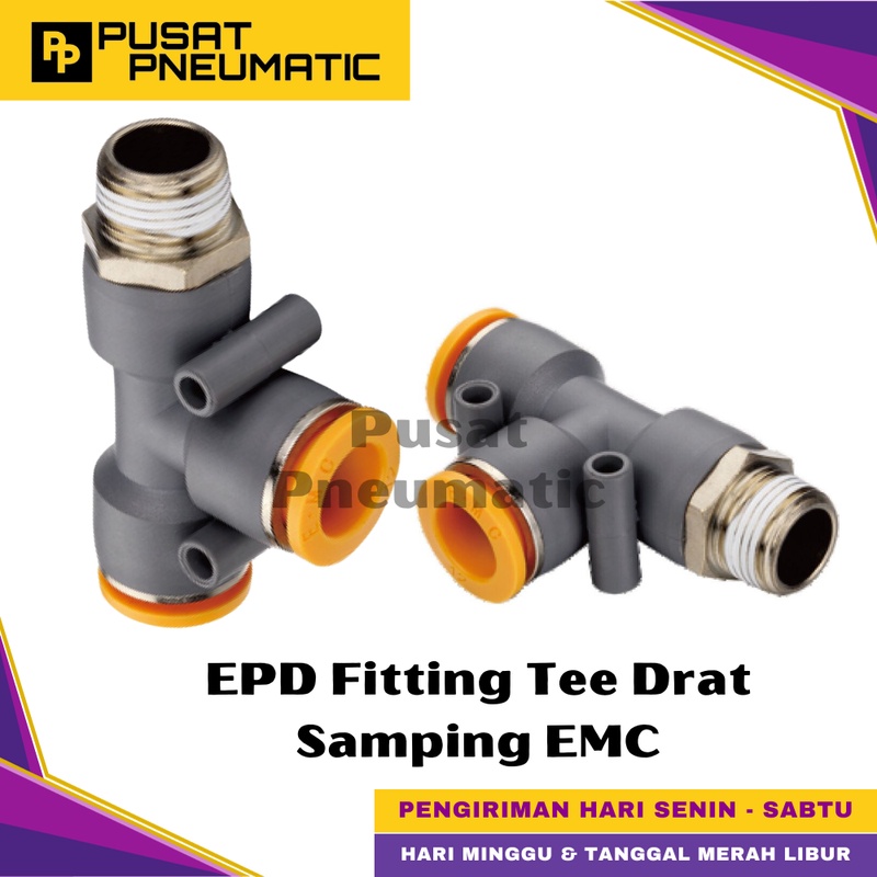 EPD 10-03 Tee Fitting Side Thread Slip Lock Hose 10mm Thread 3/8 EMC