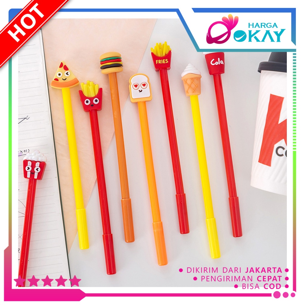 HO Fast Food Pen ปากกาตัวละครน่ารัก Junk Food Burger Soda Cola French Fries ปากกาตัวอักษร
