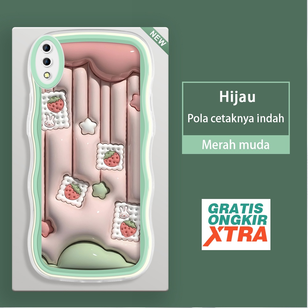 HP Vivo Y17S Y33T Y36I Y66 Y65 z3 z3i x9 x9s V11I V11 V5 Plus IQOO Z7X 5G สีสัน 3D สตรอเบอร์รี่รูปแบ