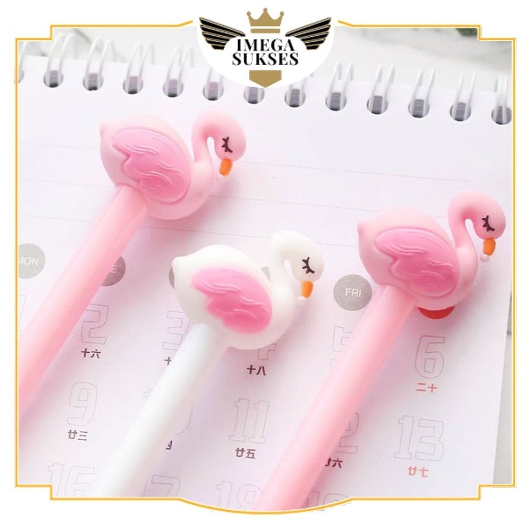PHG - Flamingo Character Pen น่ารัก Crane Character Gel Pen School Office Stationery ATK 3D Pen t