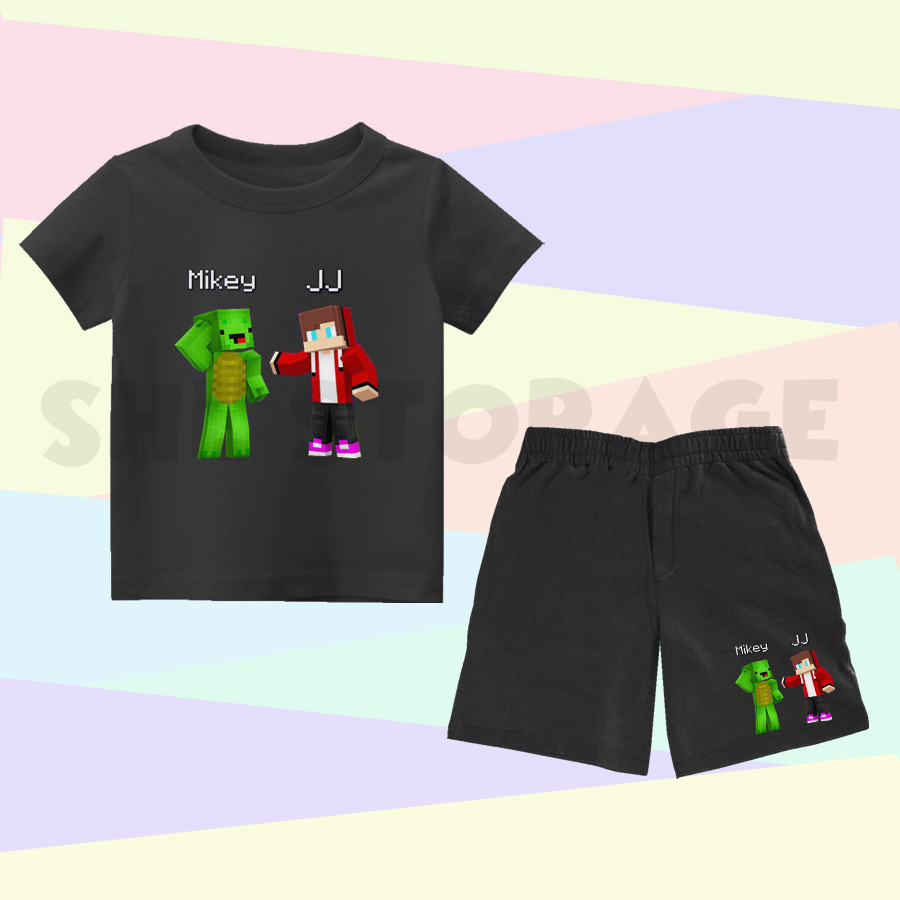ชุดเด็ก MIKEY AND JJ MAIZEN MINECRAFT ONE SET CHILDRENS T-SHIRT SHORTS SET
