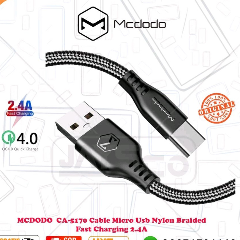 MCDODO CA-5170 สาย Type C ไนลอนถักชาร์จเร็ว 2.4A 1m 1.8m ca5170 ca5176