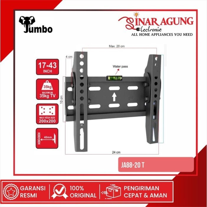 JUMBO TV BRACKET [17-43 Inc] JA8820T JA88-20T พร้อม WATERPASS อย่างเป็นทางการ