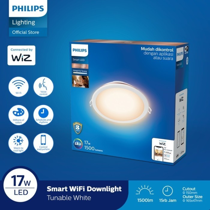 Philips Smart WiFI Downlight LED 17 วัตต ์ WiZ ปรับแต ่ งได ้ สีขาว
