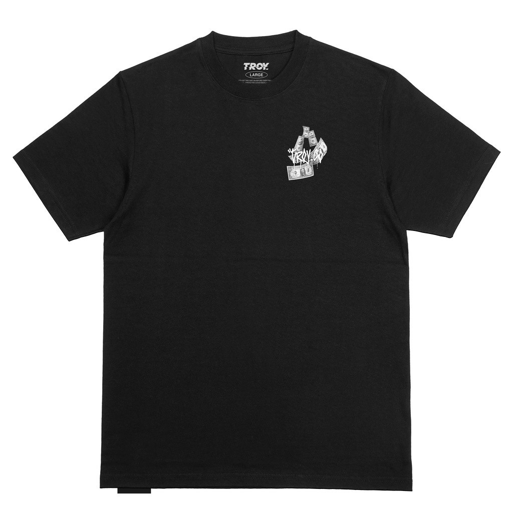Troy Company Tshirt Black Dollar Benjamin Franklin - เสื้อยืดแขนสั้นผู้ชายสีดํา MT 2211