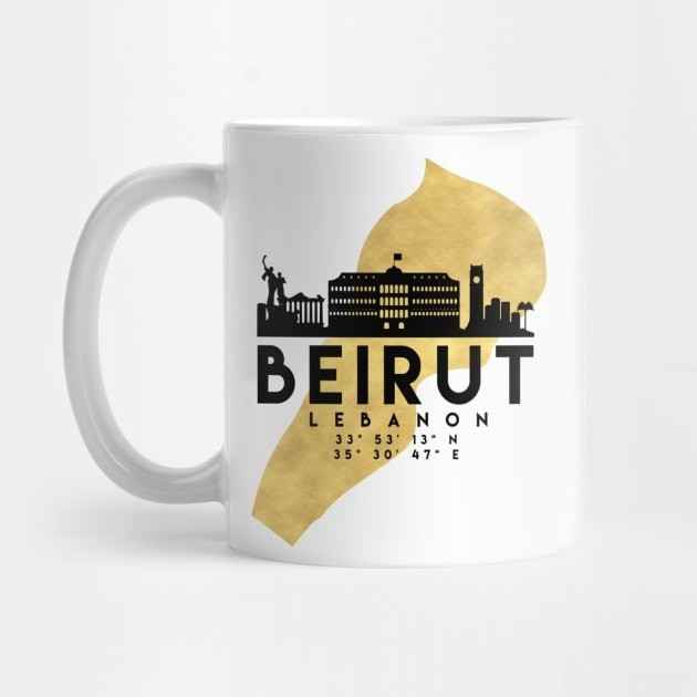 แก้วกาแฟ แผนที่ศิลปะ Cakrawala Beirut Lebanon Beirut Lebanon Skyline Map Art แก้วกาแฟ