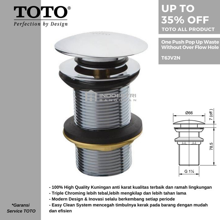 ใหม่ล่าสุด Toto T6Jv2N ท่อระบายน้ําอ่างล้างจาน