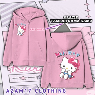 SANRIO เสื้อแจ็กเก็ตกันหนาว มีฮู้ด แต่งซิป ลาย Hello Kitty สําหรับเด็กผู้ชาย และเด็กผู้หญิง