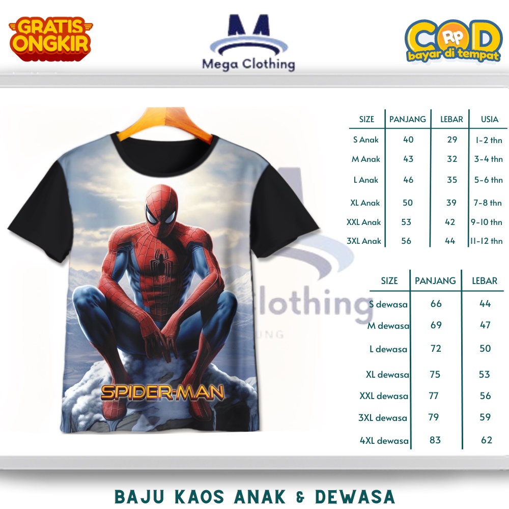 เสื้อยืดสไปเดอร์แมนซูเปอร์ฮีโร่ โวลต์6 สําหรับเด็กและผู้ใหญ่ | 3D Spiderman Character Family Couple 