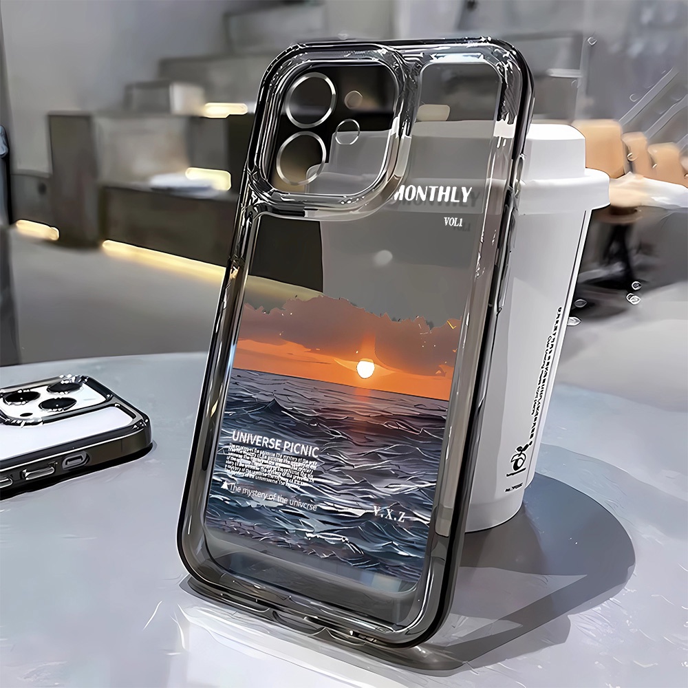 เคสโทรศัพท์มือถือ ลายพระอาทิตย์ตก เรืองแสง สําหรับ iphone 15 pro 14 promax 14 pro 12 12 pro max 13 13pro 13 pro max XS เคสโทรศัพท์มือถือนิ่ม แบบใส กันตก สําหรับ Iphone 7 8Plus XS MAX