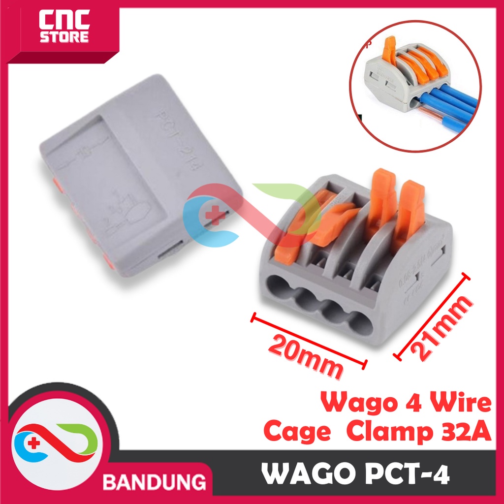 WAGO 4 WIRE PARALLEL TERMINAL BLOCK LEVER CAGE CLAMP PCT-4