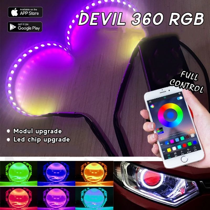Devil Demon RGB Bluetooth สําหรับรถยนต์รถจักรยานยนต์Biled