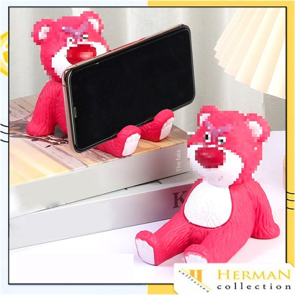 HC Phone Holder HP Strawberry Bear Stand Tablet Holder Pink Strawberry Bear Variant HP Tablet Holder