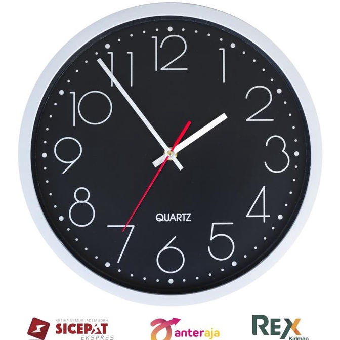 Mesin นาฬิกาแขวนผนัง 31 ซม. สีดําและสีเงิน - เครื่องกวาด - นาฬิกาแขวน REX