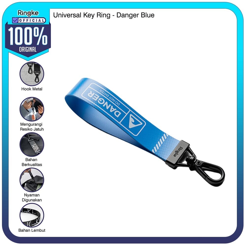 GANTUNGAN Ringke Key Ringke Danger Blue Keychain พวงกุญแจรถรถจักรยานยนต์