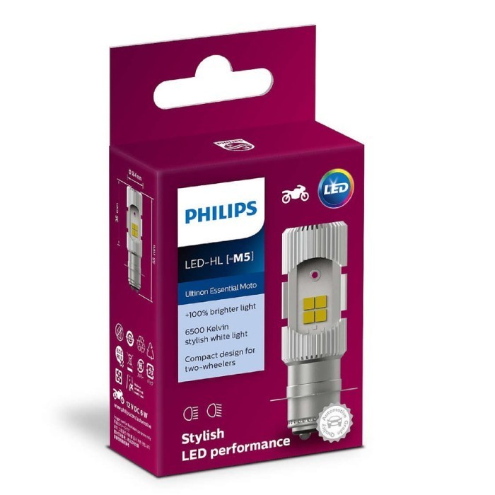 ไฟหน้า Led Philips M5 H6 T19 ใหม่ล่าสุด ต้องเป็น Dc ของแท้ 100% สีขาว