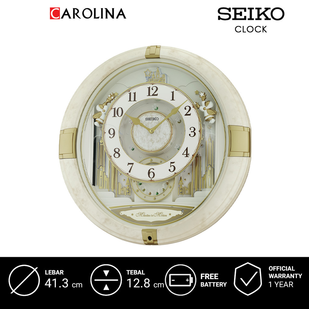 นาฬิกาแขวนผนัง QXM603W SEIKO QXM603W สีขาว หน้าปัดสีขาว Melodies in Motion with Pendulum Wall Clock