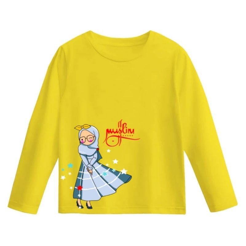 เสื้อแขนยาวเด็กผู้หญิงลาย PRINCESS HIJAB Motif//เสื้อยืดแขนยาวเด็กผู้หญิง