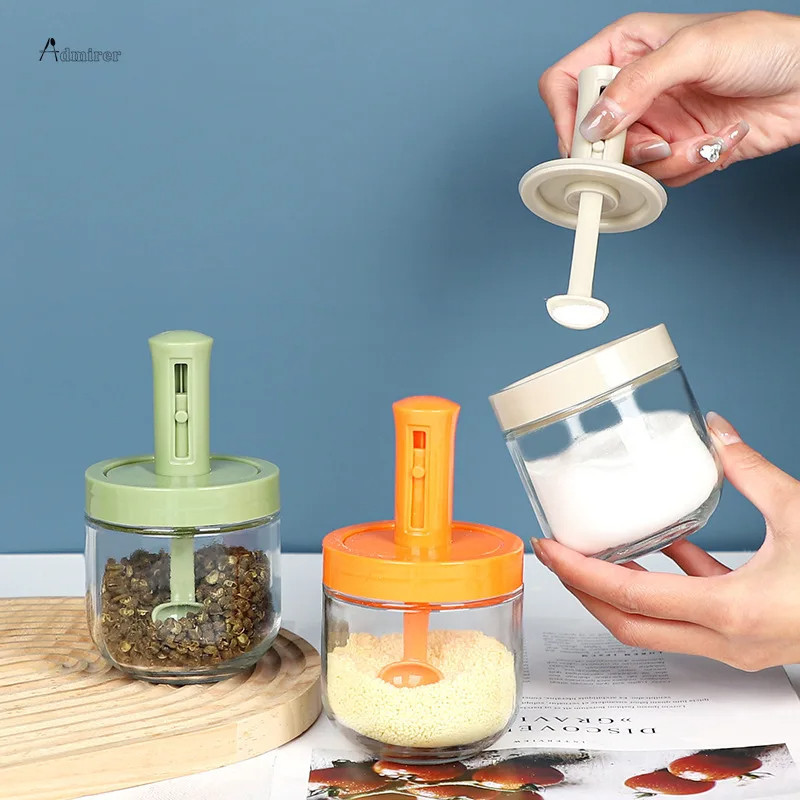 Mixer Kitchen Spice Holder Glass Spice Bottle Storage พร้อมช้อน 300ML - รับประกัน AMR-300