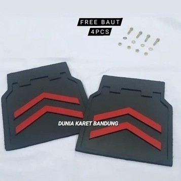MERAH ล่าสุด Mudguard Mud พรมรุ่น Bonus 4 ชิ้น Red Strip Bolts