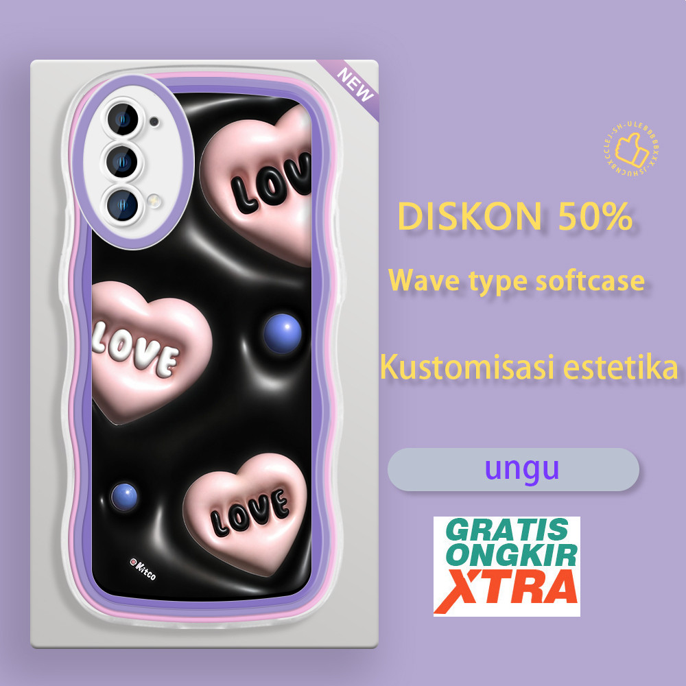 OPPO Reno 2Z 3 4 4F 5 5K 6 7 8 8T 7Z 8Z 9 F21 S A1 Pro 5G 4G เคสโทรศัพท์ Love icon 3D สีสันขอบคลื่นก