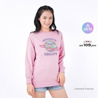 &lt;Unk&gt; เสื้อกันหนาว คอกลม ขนาดใหญ่ สีชมพู 1E000