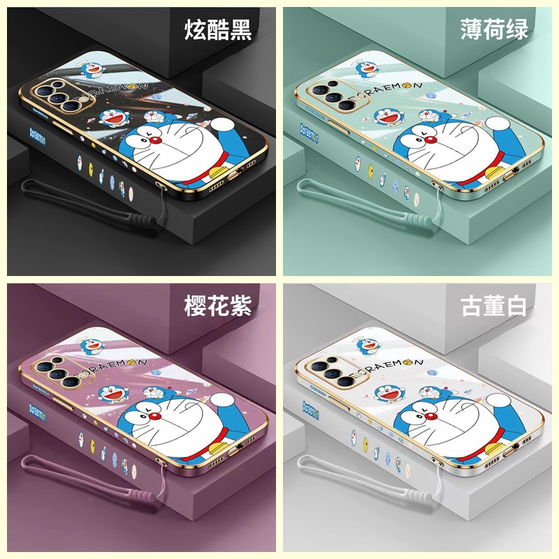เคส Samsung A05 A05S A15 S24 PLUS A25 ตรงขอบ 90 ° Electroplating Doraemon เคสโทรศัพท์
