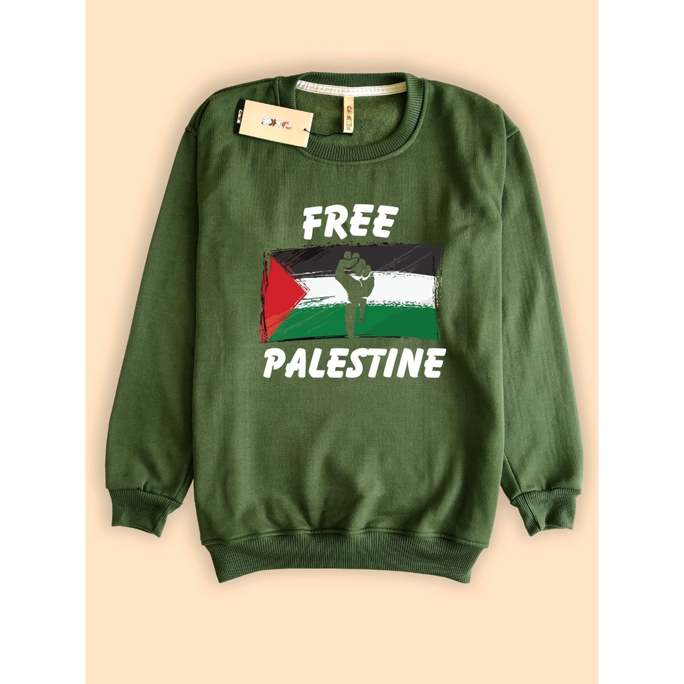ฟรีเสื้อสเวตเตอร์คอกลม Palestine Camo ของ Palestine Flag