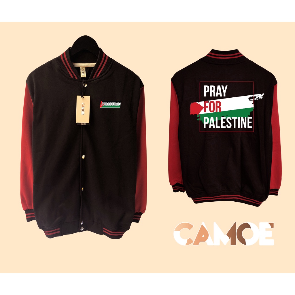 เสื้อแจ็คเก็ต Camo Pray Varsity สําหรับ Palestine