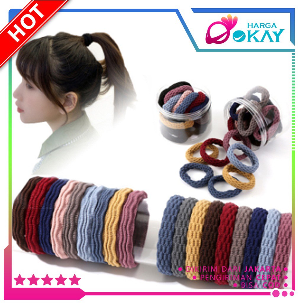 HO ยืดหยุ่นผูกผม 20 ชิ้น CODE 229 ฟรี Jar ยางผูกน่ารักเกาหลีผูกผมยางรัด