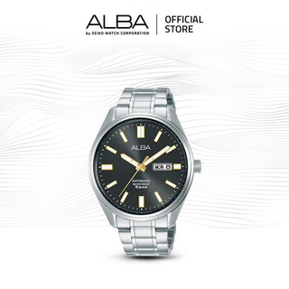 Alba Mechanical Jam Tangan Pria AL4149 / AL4149X1 Automatic Grey Dial Stainless Steel Strap Watch