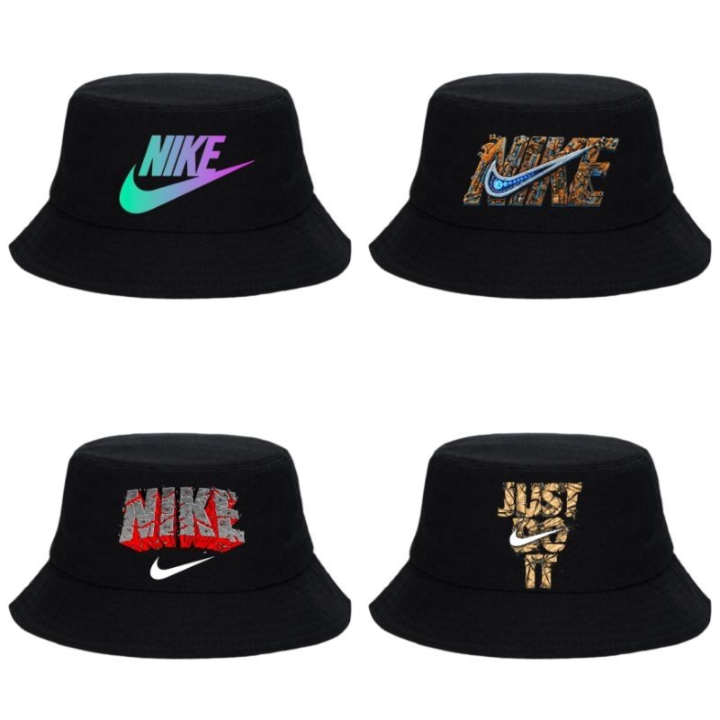 Hitam Black Nike Distro Bucket Hat วัสดุเจาะระดับพรีเมียม / หมวก Nike Distro / หมวกบัคเก็ต Nike Distro