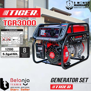 Genset Tiger TGR 3000 1200 Watt Generator Set Bensin Recoil TGR3000