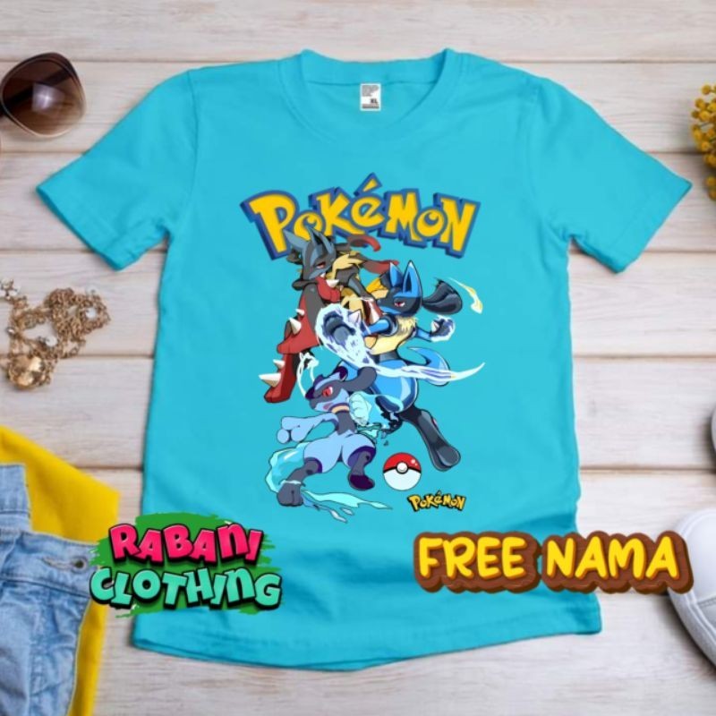 เสื้อยืดเด็ก Pokemon lucario evolution