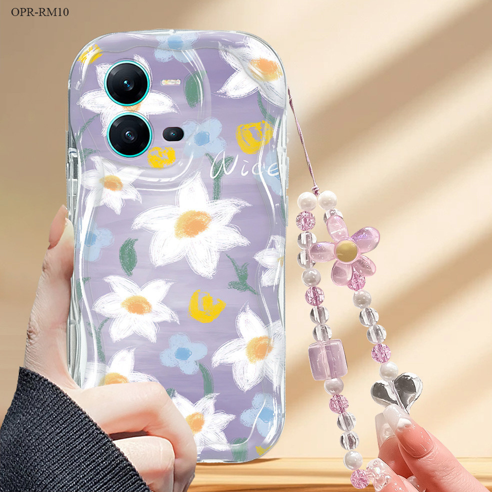 Realme 14 14T 12 10 8 7 7i 6 6i 5 5i 5S 2 C17 Pro Plus 5Gสําหรับแฟชั่นครีมเคสโทรศัพท์ปลอกHpสร้อยข้อม