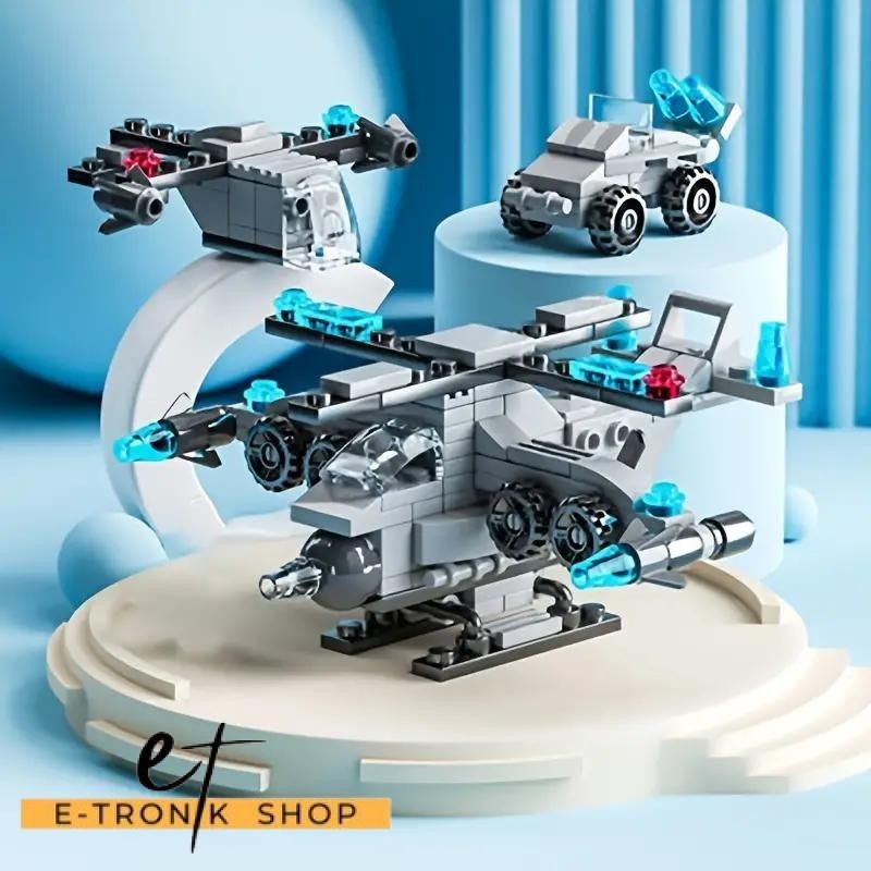 ETRONIK LELE BROTHER 6 in 1 Military Aircraft Building Blocks LEGO 136 Bricks - 8612-3