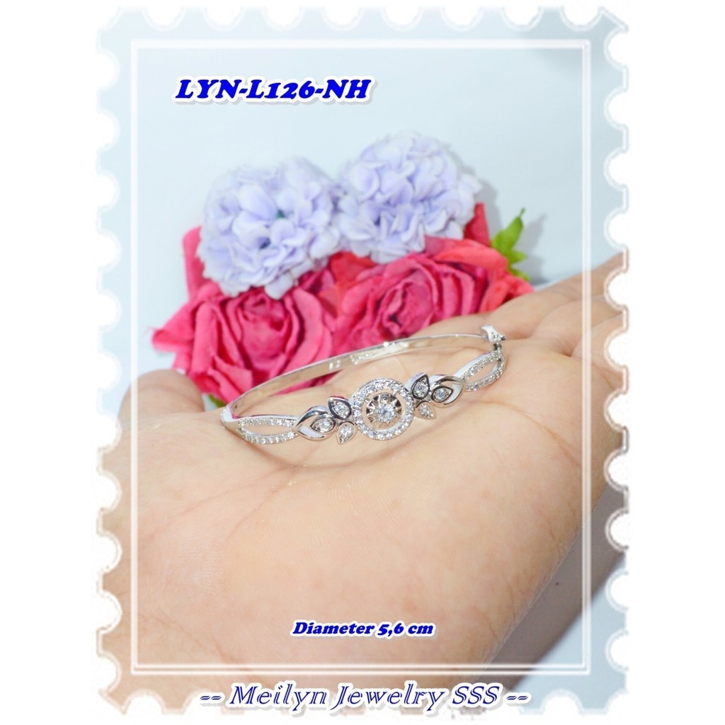 Original Meilyn ยี่ห้อ 18K สร้อยข้อมือกําไลข้อมือชุบทอง LYN-L126-NH สีเงิน