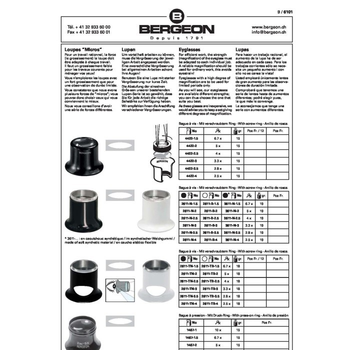 Bergeon 4422 แว่นขยาย Loupe ของนาฬิกา