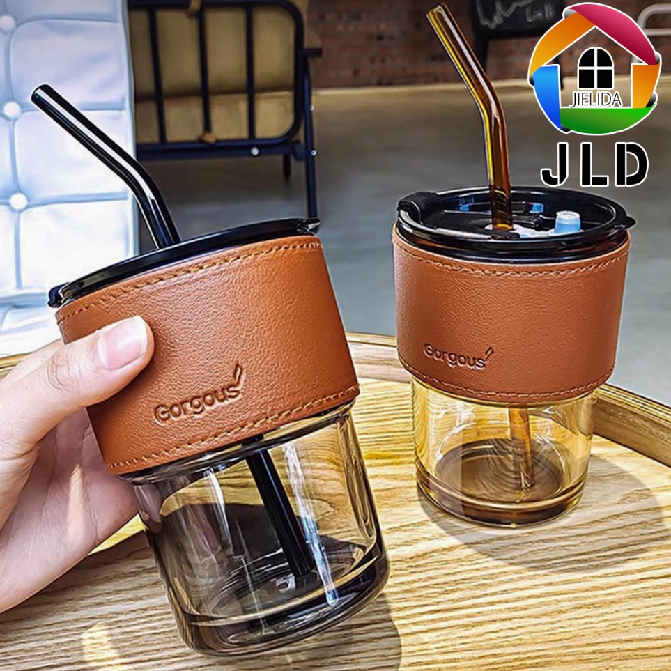Shop Cheap3j3Ix JieLiDa Aesthetic Tumbler Glass Simple Elegant Glass แก้วดื่มขวดน้ําถ้วยฟรีฟาง