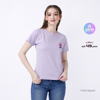 &lt;Unk&gt; เสื้อยืดลําลอง แขนสั้น พิมพ์ลาย Regular Grape Juice Lilac 1B000