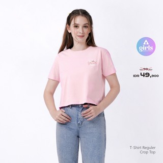  เสื้อยืดครอปท็อป สีชมพู 1B000