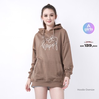  เสื้อกันหนาว มีฮู้ด โอเวอร์ไซซ์ ลาย Happy Mocca Jumper 1D000